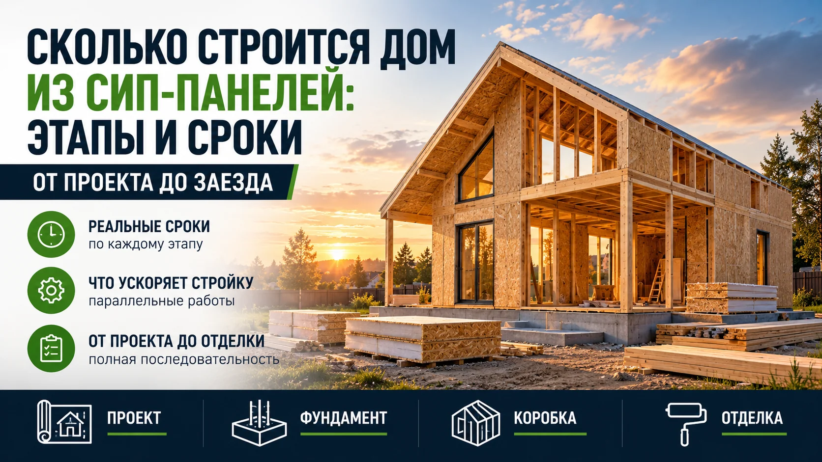 Сколько строится дом из СИП-панелей: этапы и сроки от фундамента до заезда